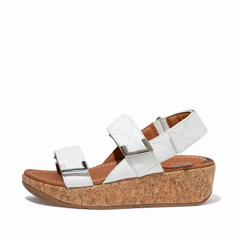 FitFlop Remi Leder Weiß - FitFlop Keilsandalette Damen Sale [ZOSX-35297]